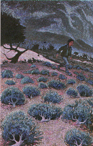 Shonto Begay, On the Path Past the Witch Tree, acrylic on canvas, 66"x42"