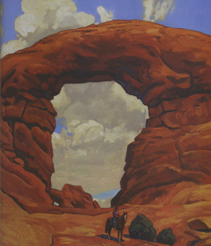 Dennis Ziemienski, Red Rock Rider, oil, 44"x40"