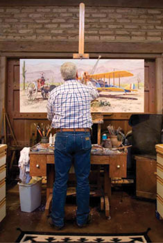 Fred at work on Dependence on Foreign Oil, his major work for the Cowboy Artists of America Show on October 13-14 at the Phoenix Art Museum, Arizona.