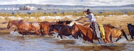 Fred Fellows, Horses for the Noon Change, oil on canvas, 26