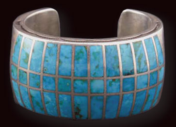 Zuni Turquoise Channel Inlay Bracelet, c. 1940