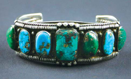 Navajo Turquoise and Silver Bracelet, circa 1920