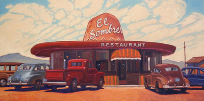 Dennis Ziemienski, El Sombrero Restaurant, Oil on canvas, 24 x 48 inches