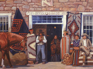 Dennis Ziemienski, Post Office - Ganado, Ariz., Oil on Canvas, 30" x 40"