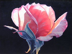 Ed Mell, Carmine Rose, Oil on Canvas, 30