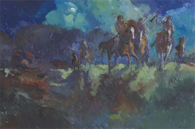 Francis Livingston, Holy Road, Oil on Board, 20" x 30"