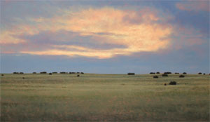 Jeff Aeling, Sunset West of Lamy, New Mexico, Oil on Panel, 18