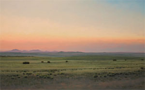 Jeff Aeling, Afterglow, Cerro Pellon, New Mexico, Oil on Board, 18