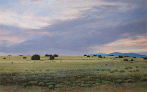 Jeff Aeling, Twilight West of Lamy, New Mexico, Oil on Panel, 30