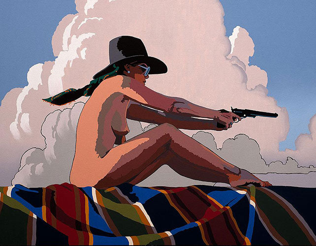 Billy Schenck, The Woman Who Shot Liberty Valance, oil on canvas, 35" x 45"