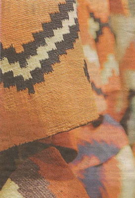 These Navajo blankets are hand-woven from wool.