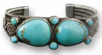 Navajo Turquoise and Silver Bracelet, c. 1920