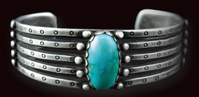 Navajo Turquoise and Silver Bracelet, c. 1900