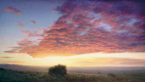 P. A. Nisbet, Red Dawn, Oil on Canvas, 24" x 42", courtesy the artist