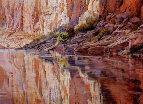 Merrill Mahaffey, Canyon Reflection (1999), acrylic, 20"x84"