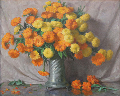 Joseph Henry Sharp, The Marigolds, Oil on Canvas, c. 1940, 25" x 30"