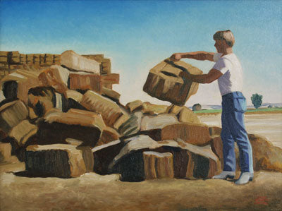 Gary Ernest Smith, Sorting Old Bales, Oil on Canvas, 18" x 24"