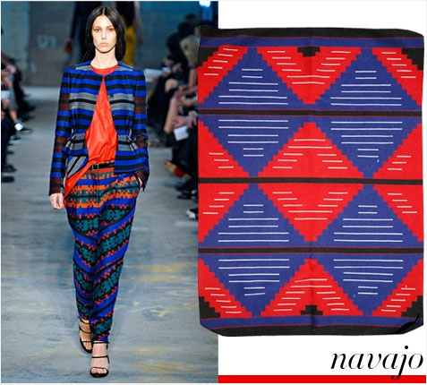 Proenza Schouler Navajo Chiefs blanket revival, $1,125 navajorugsblankets.com   Photo: Marcio Madeira/FirstView; Courtesy of Navajo Rugs & Blankets 