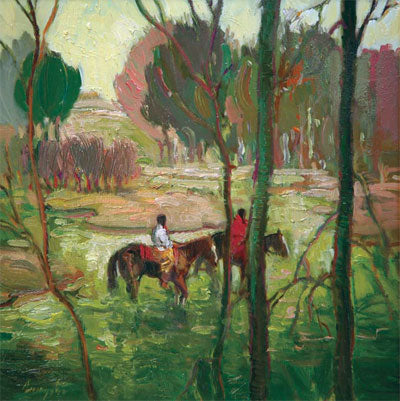 Francis Livngston, Winding River, Oil on Panel, 12" x 12" 
