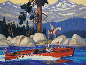 Dennis Ziemienski, Tahoe Boat, Oil on Canvas, 32" x 42"