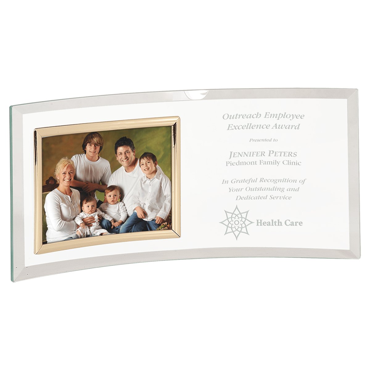 Crescent Picture Frame 5" x 3 1/2" -Jade Glass