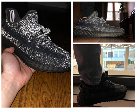 Static Black Reflective Yeezy Boost 350 V2 On Foot