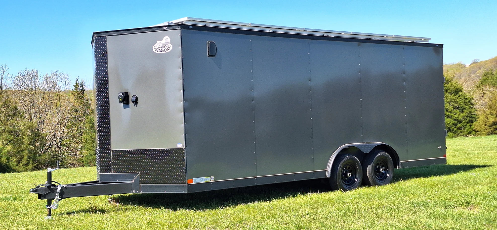 20' Enclosed Solar Powered Off-Grid Trailer - Expanded Solar Array, and Expanded Lithium Battery Bank
