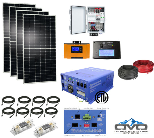 5KW Offgrid Solar Kit + 6KW AIMS 110/220V Inverter / 9.6kWh Lithium Ba –  Ozark Mountain Offgrid