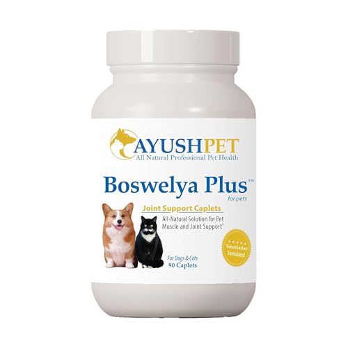 Ayush Pet Boswelya Plus, Joint and Muscle Support for Pets, Ayurvedic Pet Supplement with Boswellia, Ginger, and Bromelain, Large or Small Animals, 90 Vegetarian Caplets