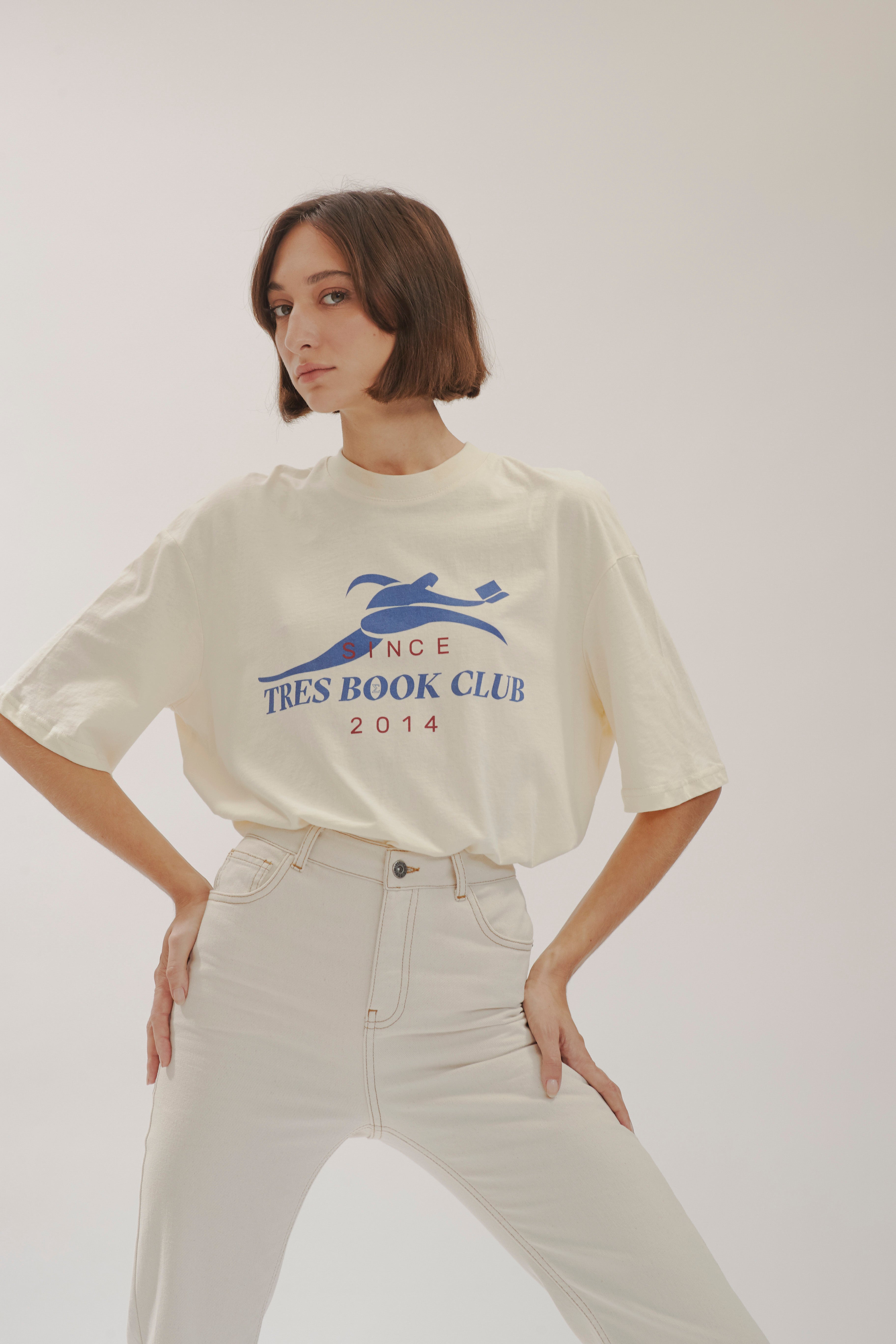 Book Club Oversized T Cream