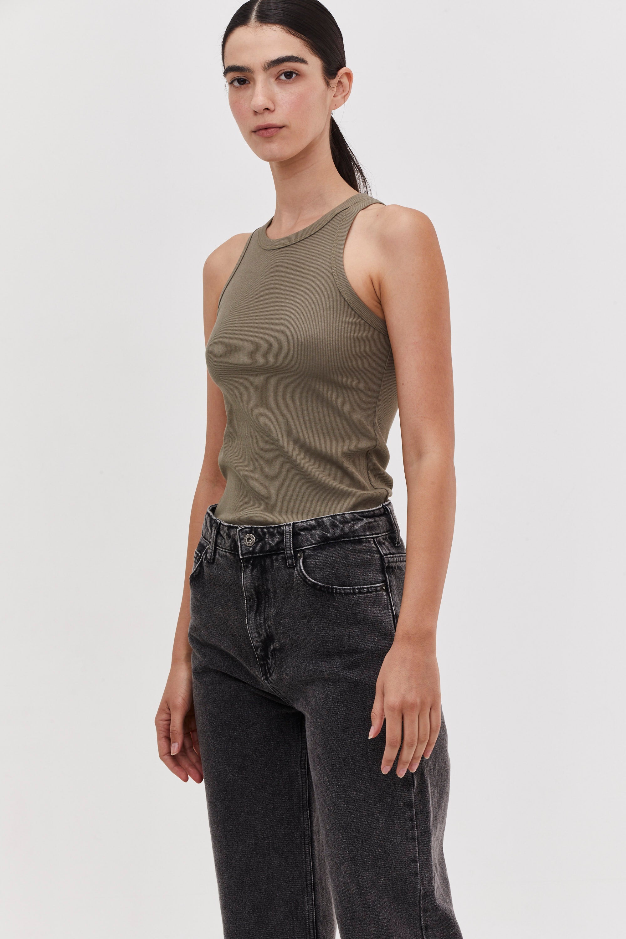 Zoe Rib Top Olive