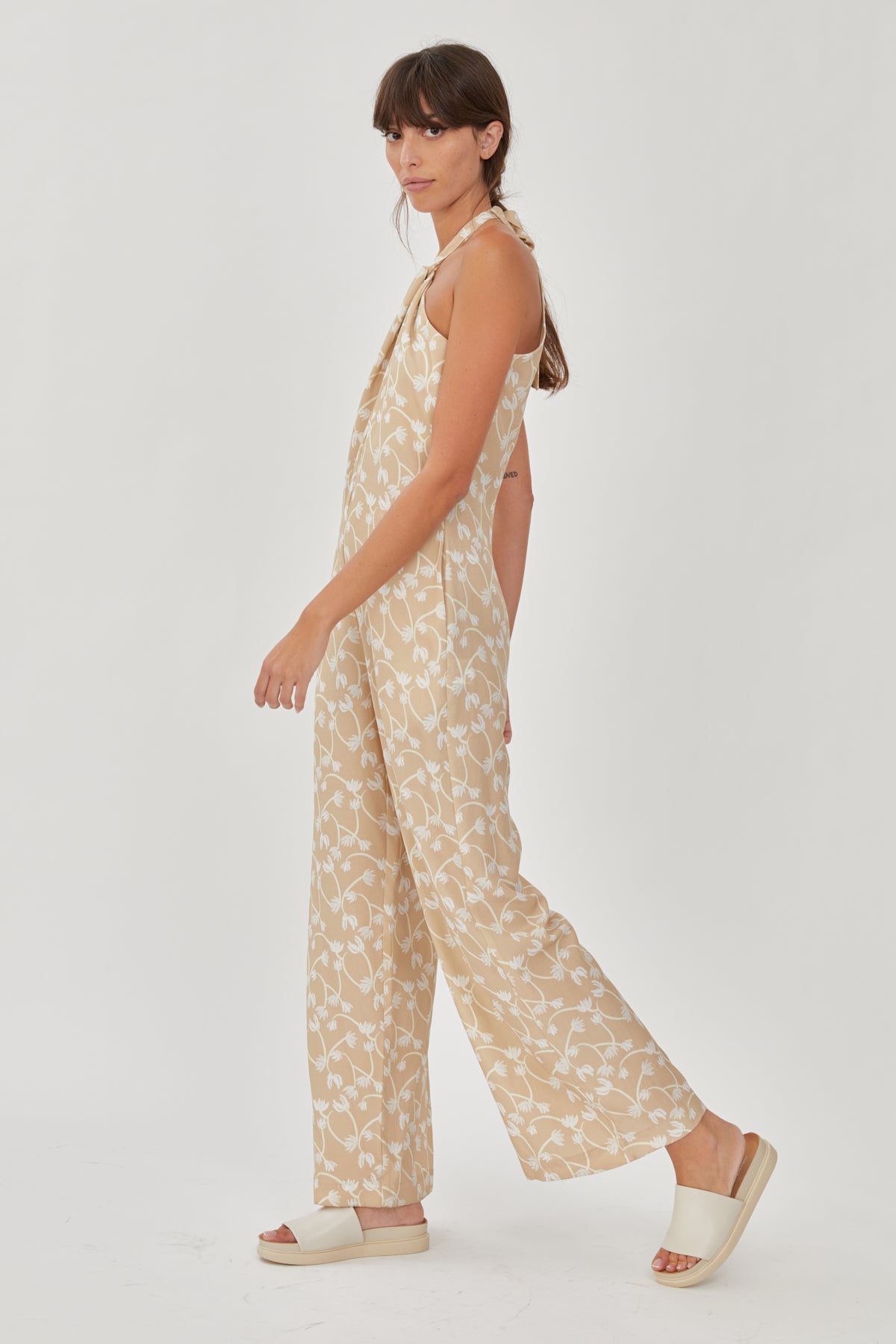 Beige Print Charlotte Jumpsuit