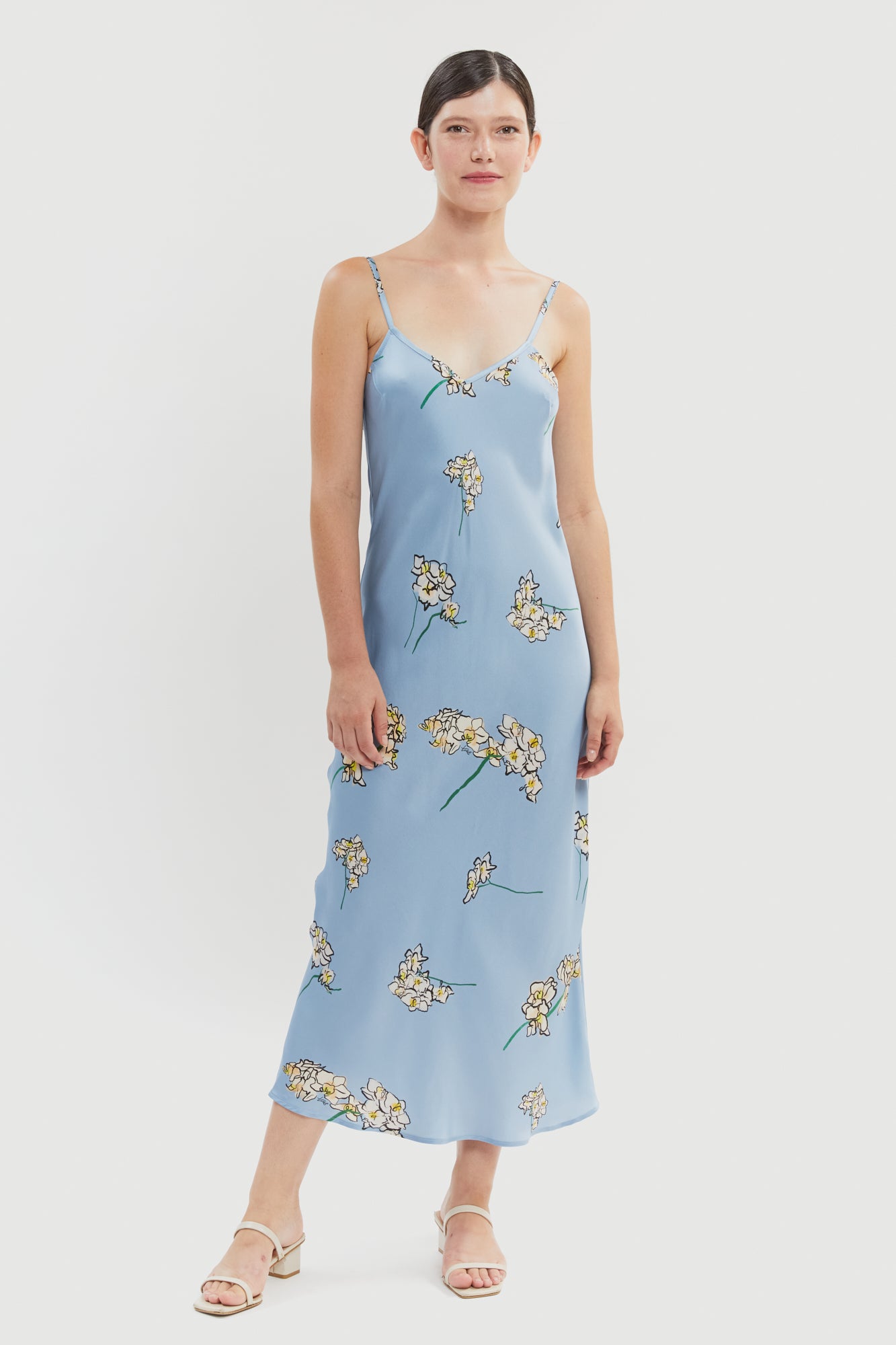 Light Blue Orchid Silk Slip Dress