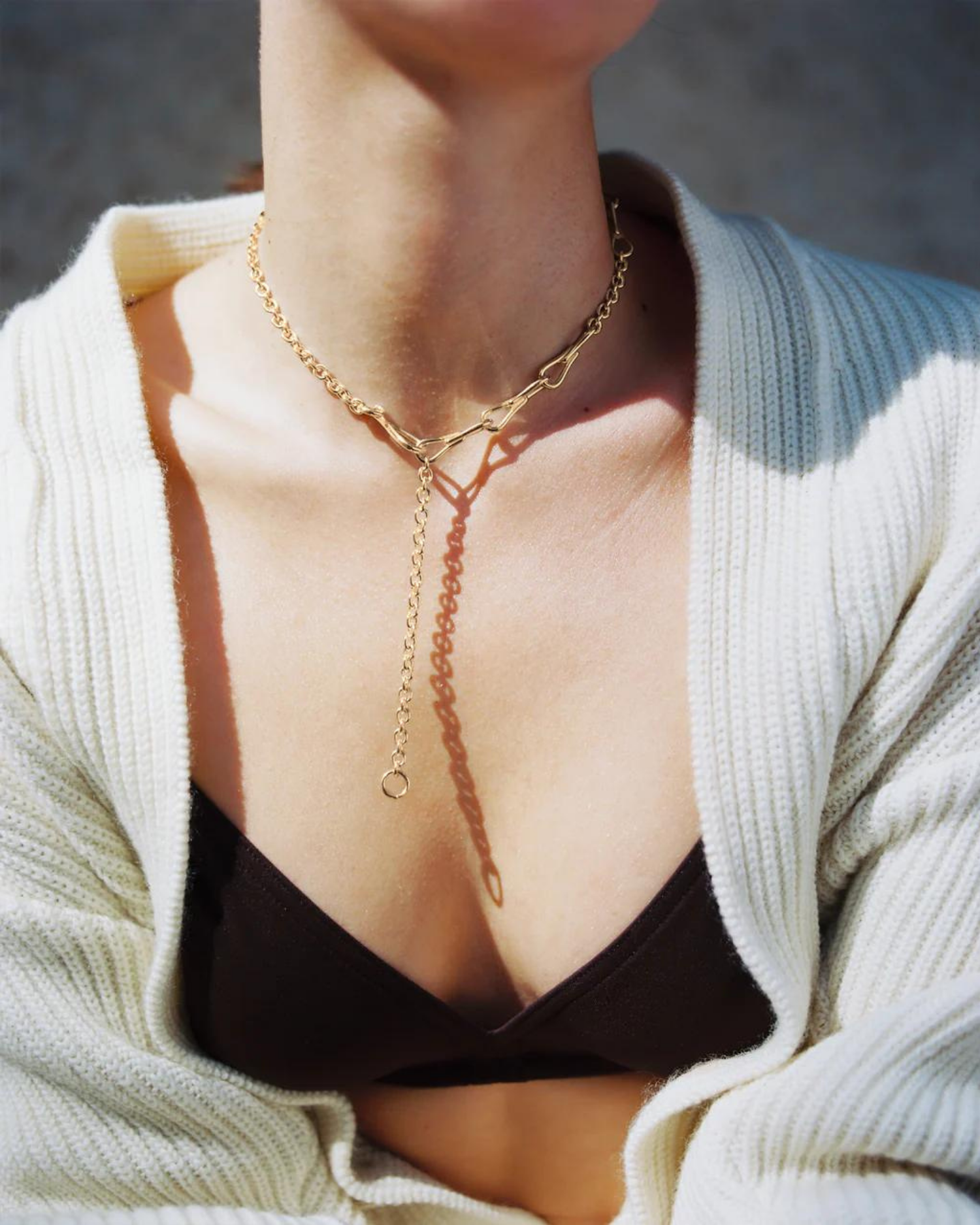 Gold Hourglass Chain Necklace