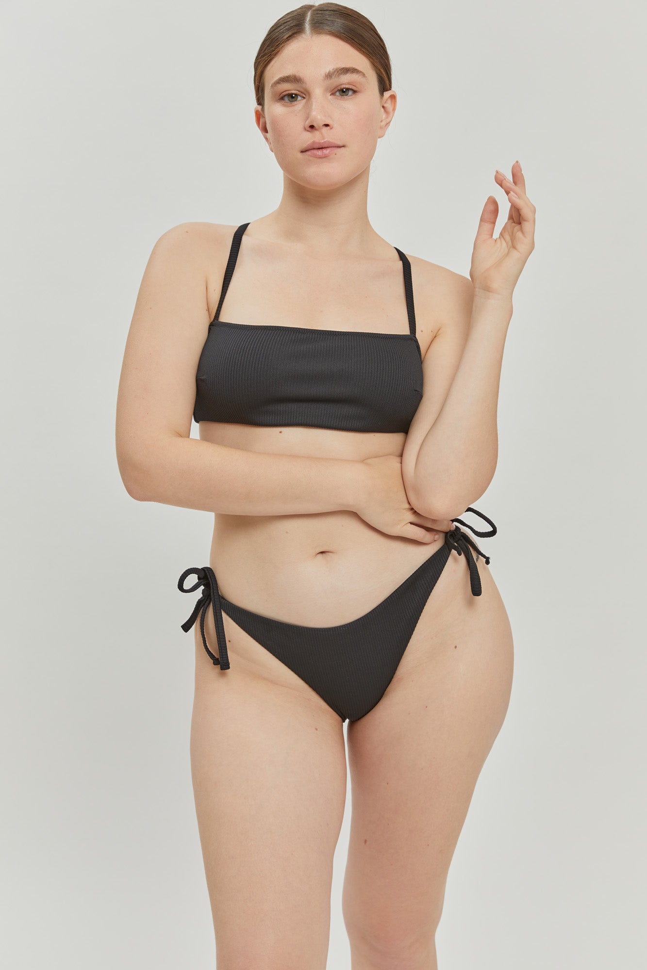 Black Ribbed Poppy Bikini Top