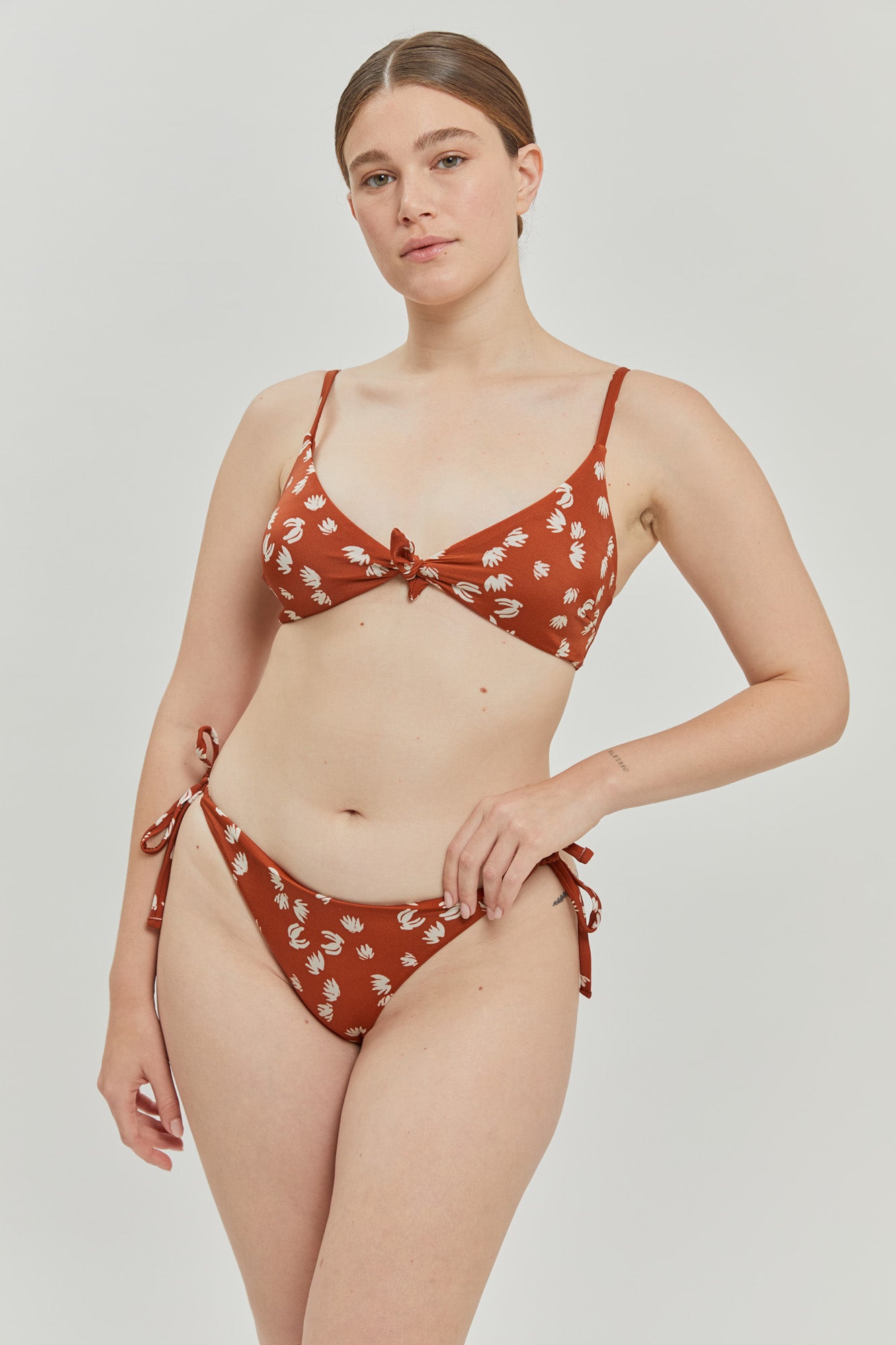 Brown print Jasmin Bikini Top