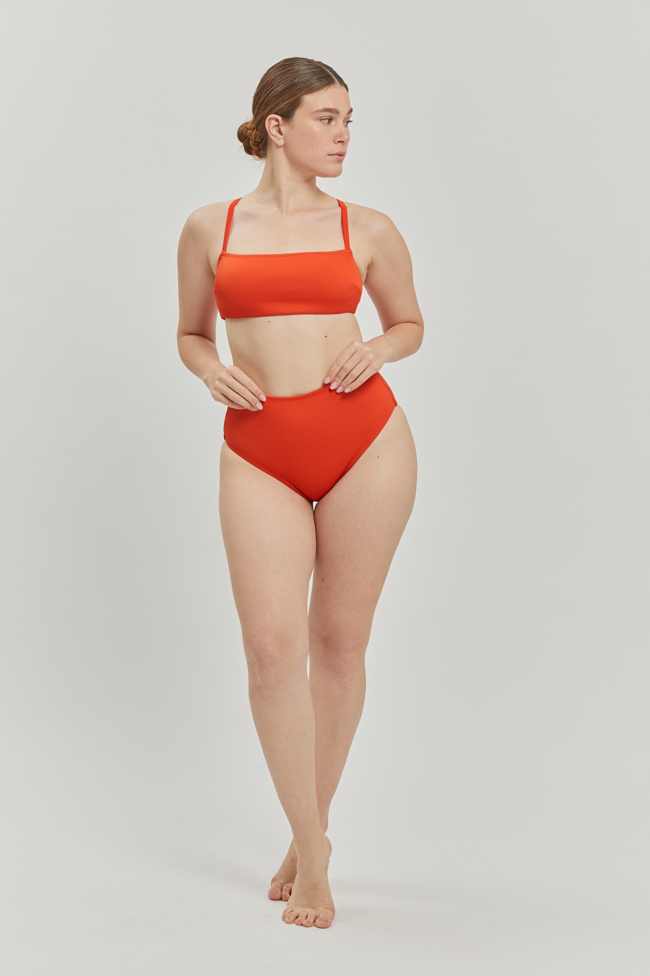 Orange ribbed Karly Bikini bottom