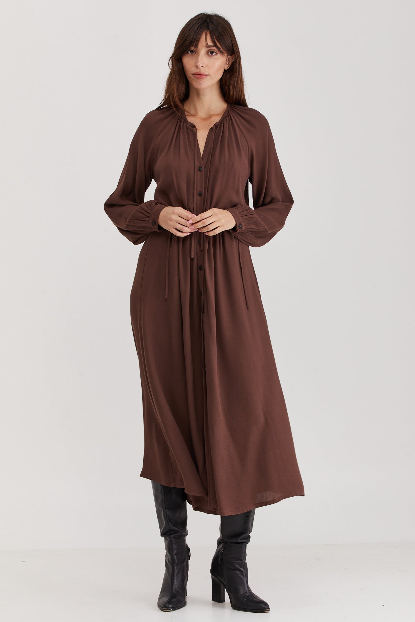 Nur Midi Dress Brown