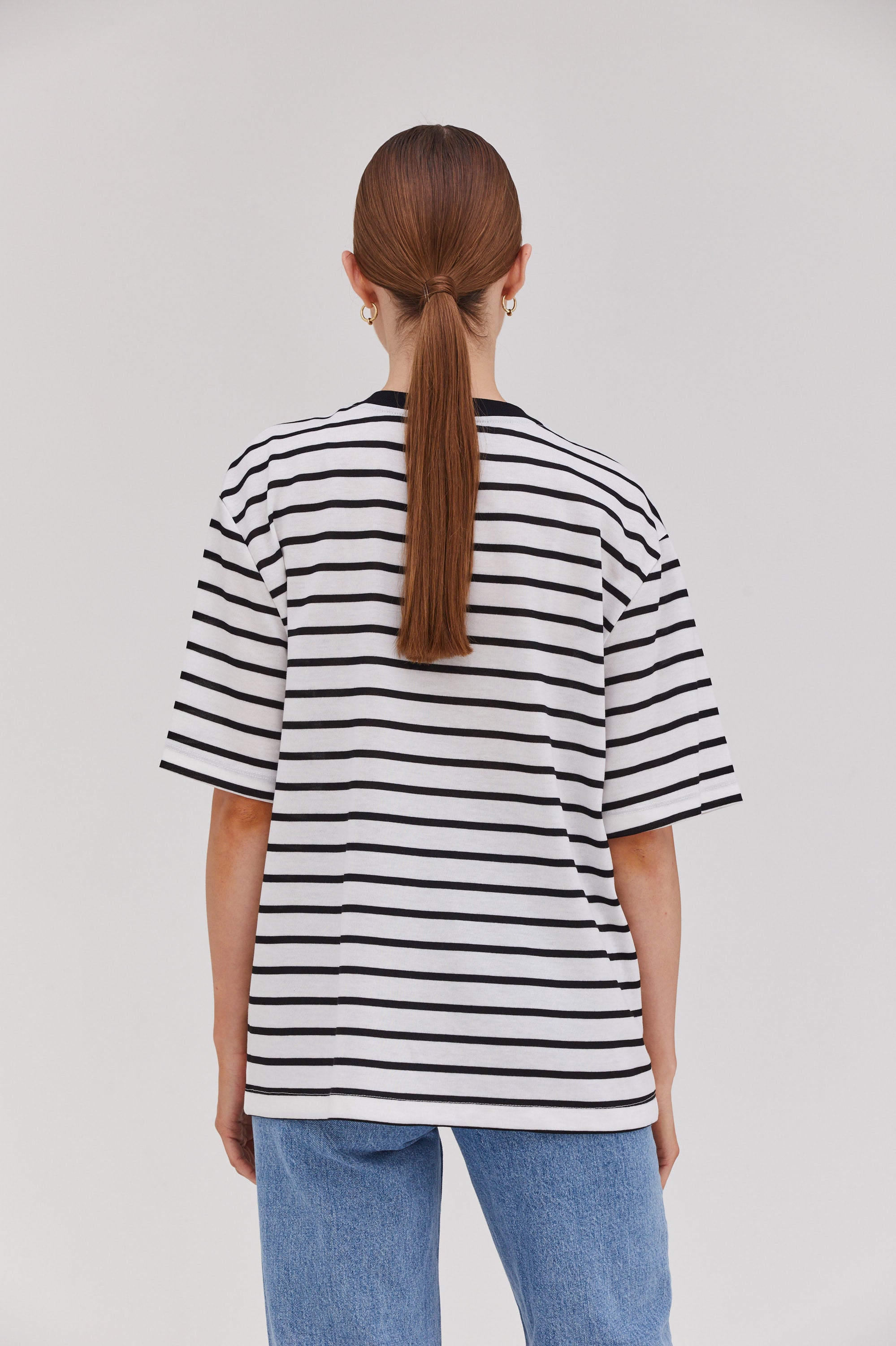 Oversized T Stripes Black White