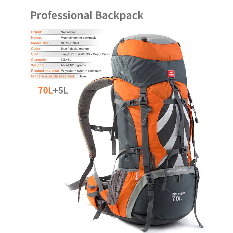 Manifesteren Nachtvlek nood TrailBlaze 70L - Lightweight Nylon Hiking Backpack – Outdoors Fanatic