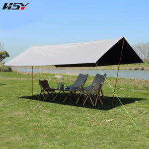 6X4.4M UPF50+ Waterproof 5000MM With Black Coated UV Blocking Outdoor Canopy Camping Survival Sun Rain Awning Khaki Tarp - lebenoutdoors - 24 Foot Tarp