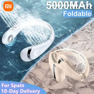 Xiaomi Portable 5000mAh Hanging Neck Fan Foldable Summer Air Cooling Type-C Rechargeable Bladeless Neckband Fans For Outdoor - Gifting By Julia M