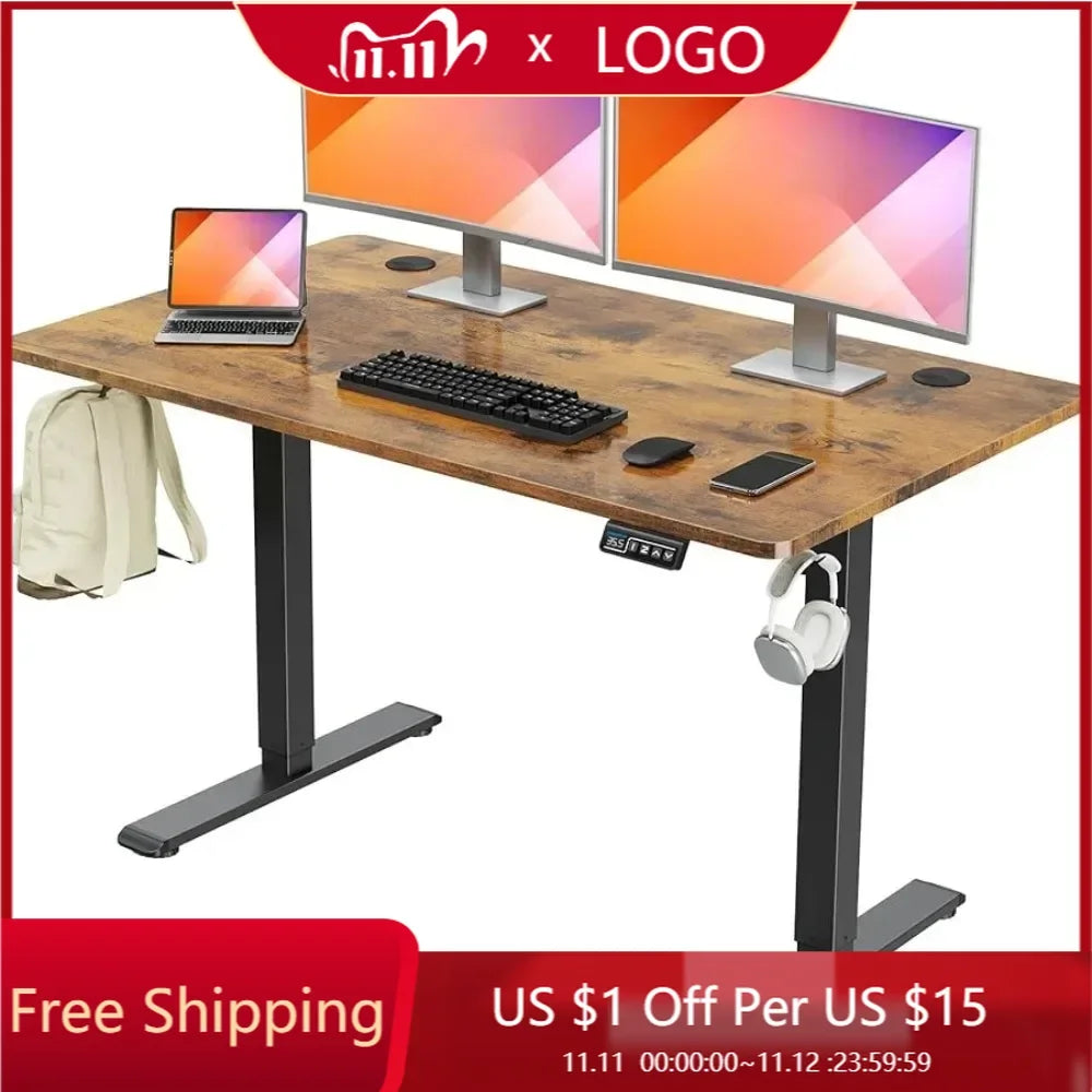 Height Adjustable Electric Standing Desk Whole-Piece, 48 X 24 Inches Quick Assembly Sit Stand Desk, Stand Up Desk with Memory