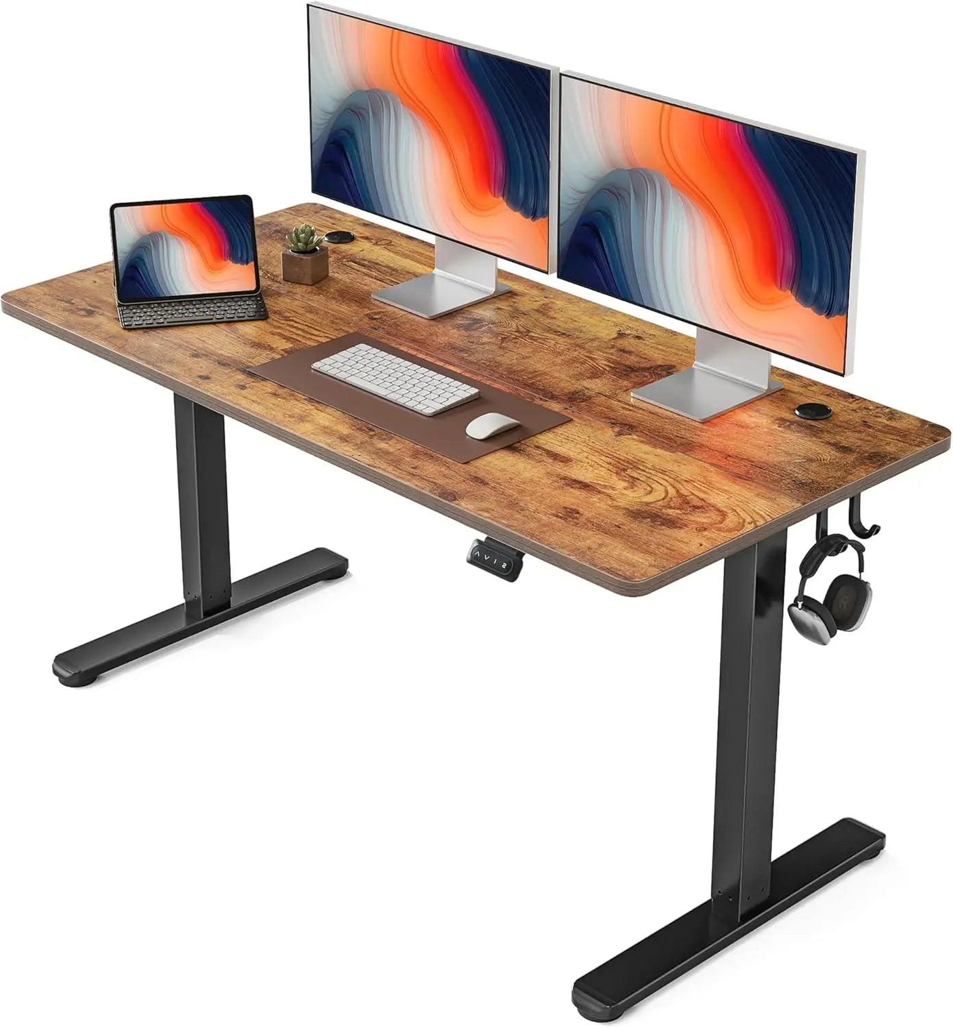 Electric Standing Desk, 55 x 24 Inches Height Adjustable Stand up Desk, Sit Stand Home Office Desk, Computer Desk, Rustic