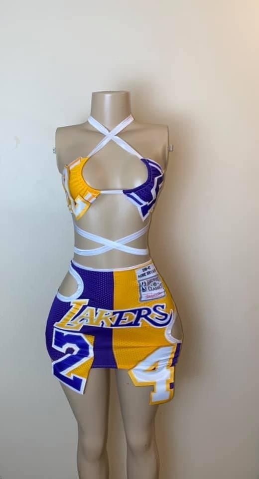 Lakers half n half jersey dress – MDANA