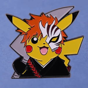 Pokemon -  Bleach Mashup:  Pikachu Anime Lapel Pins Backpack Jeans Enamel Brooch Pin Women Fashion Jewelry Gifts Bleach Mask Cartoon Badges - ILiveForAnime