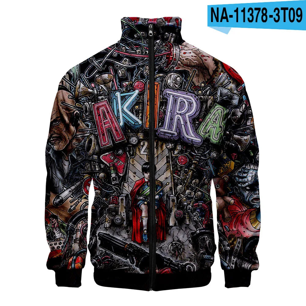 Akira:  3D Print Stand Collar Hoodie Hip Hop Men Women Zipper Hoodies Jacket Sweatshirts Clothes