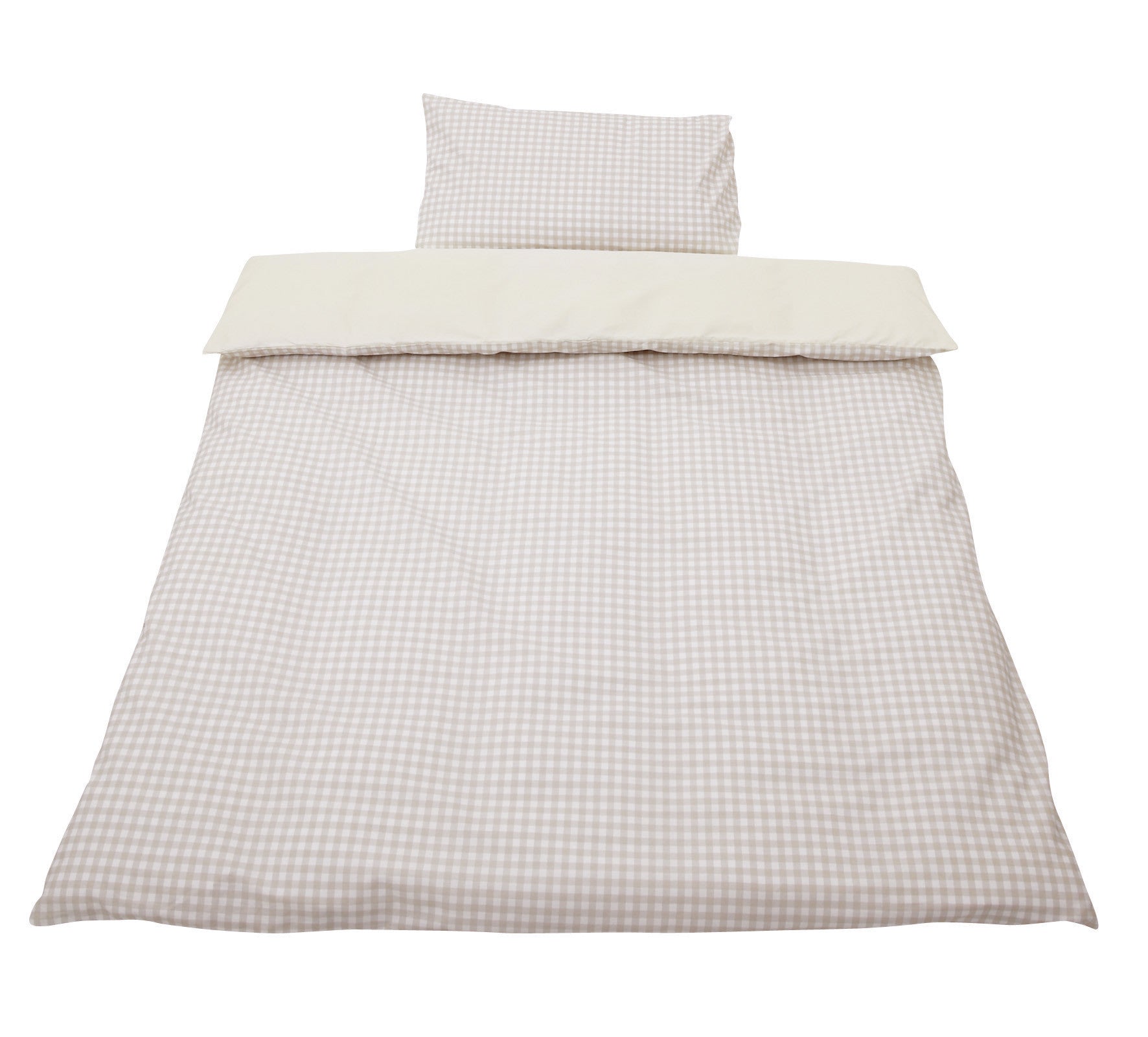 Baroo Beige Gingham Cotbed Duvet Cover And Pillow Case Set