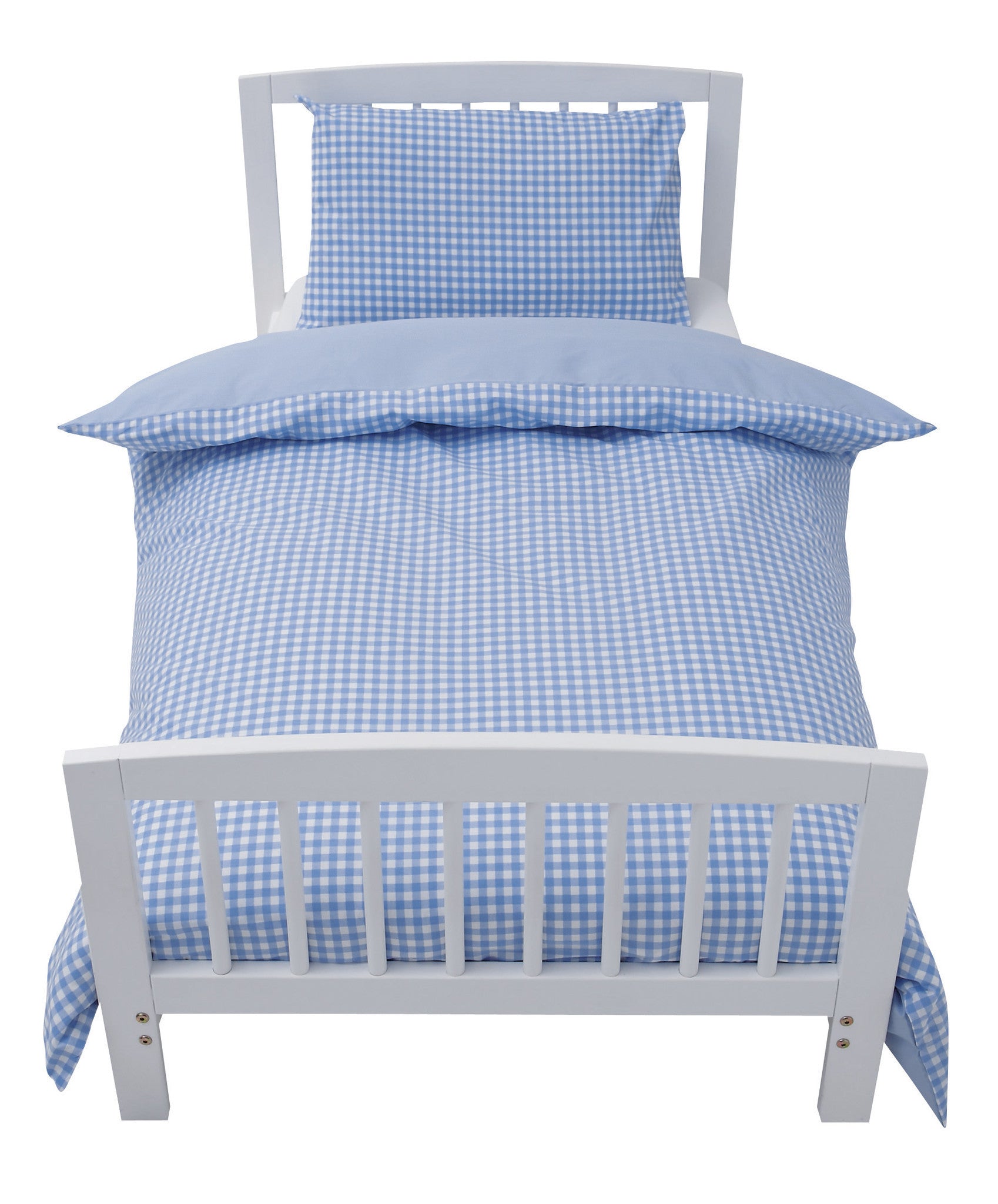 Baroo Blue Gingham Cotbed Duvet Cover And Pillow Case Set