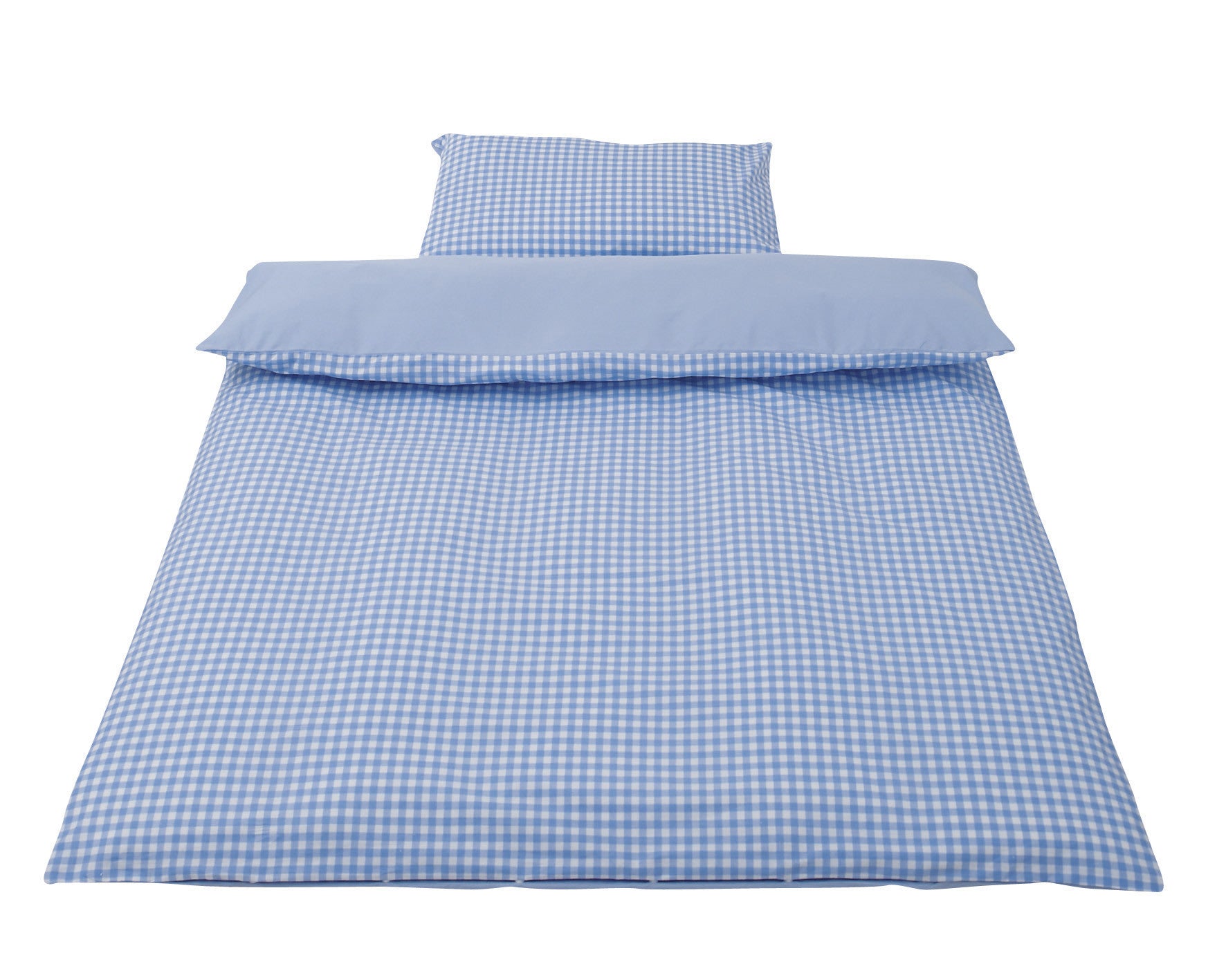 Baroo Blue Gingham Cotbed Duvet Cover And Pillow Case Set